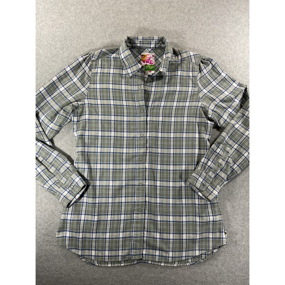 Burton Other - Burton Dryride Plaid Flannel Shirt Mens Large Grey Blue Snap Front LS 1179